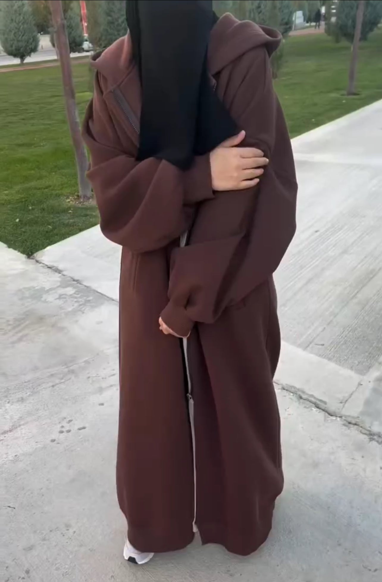 CH 502 Drop Shoulder Long Zipline Winter Fleece Hoodie