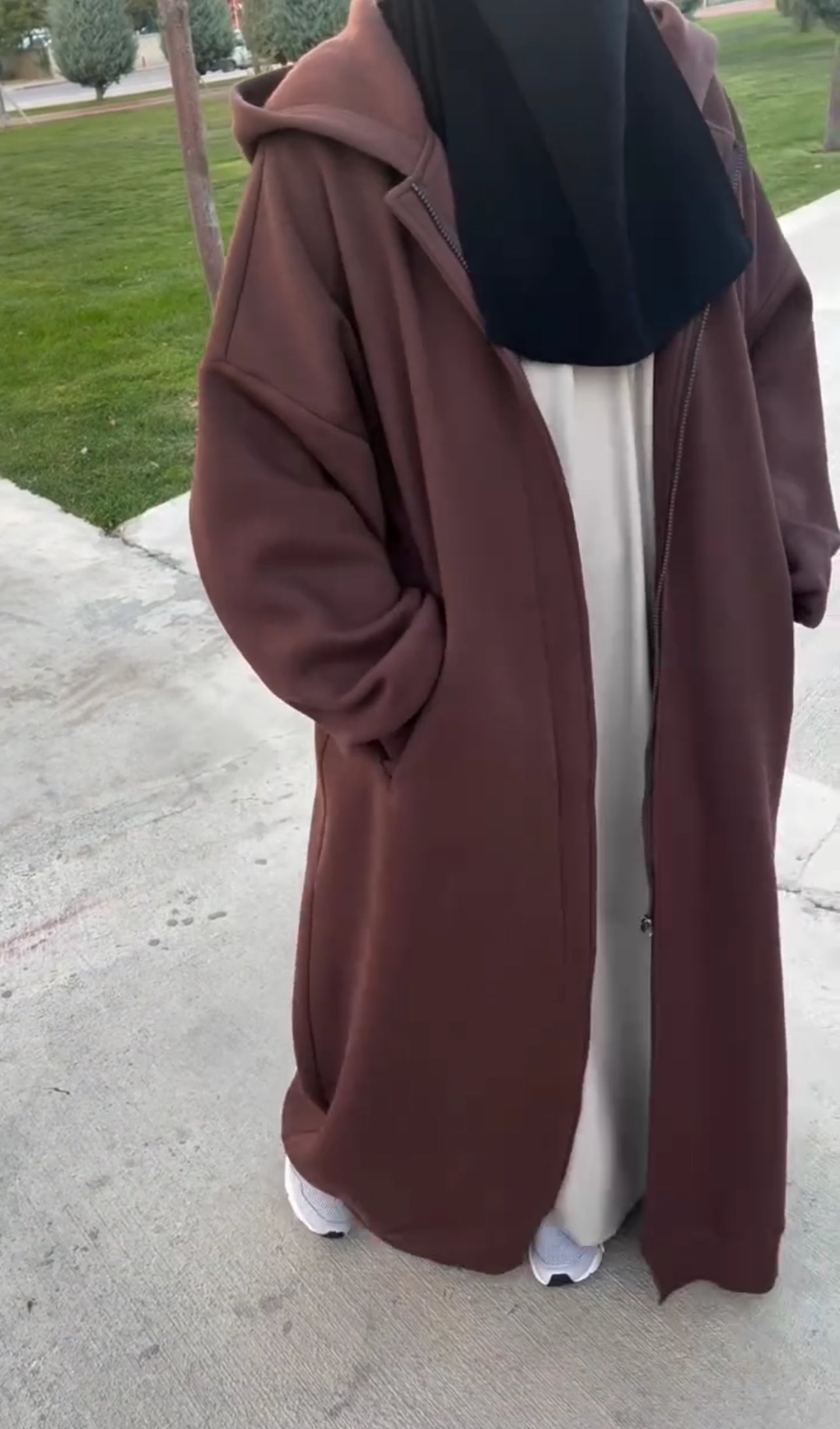 CH 502 Drop Shoulder Long Zipline Winter Fleece Hoodie