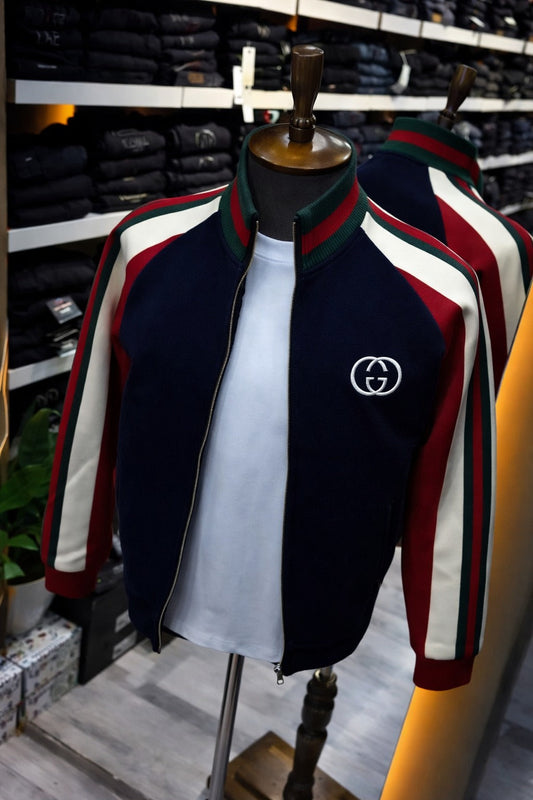 Men’s Full-Zip Stripe Detail Jacket – Premium Casual Wear- (C-8)