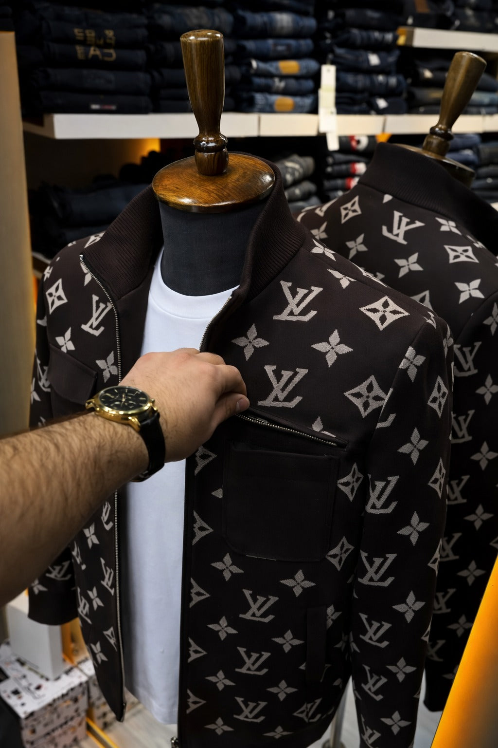 Men’s All-Over Monogram Print Zip Jacket – Premium Street Style- (C-9)