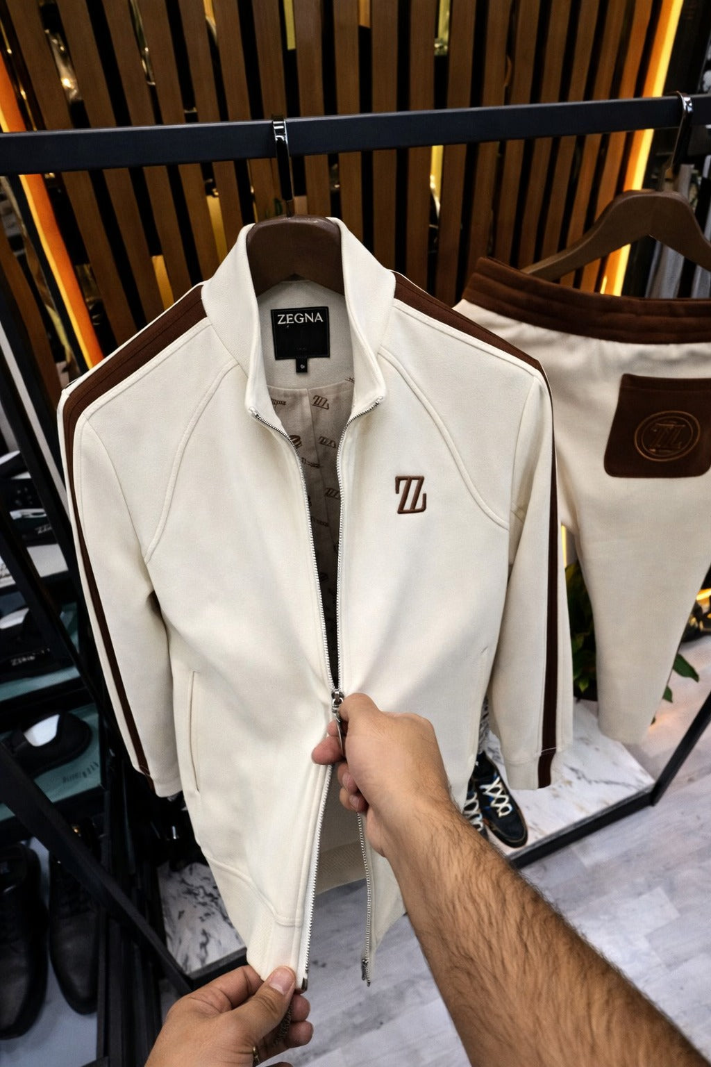 Men’s Luxury Zip-Up Tracksuit – Premium Two-Tone Co-Ord Set -  (W-13)